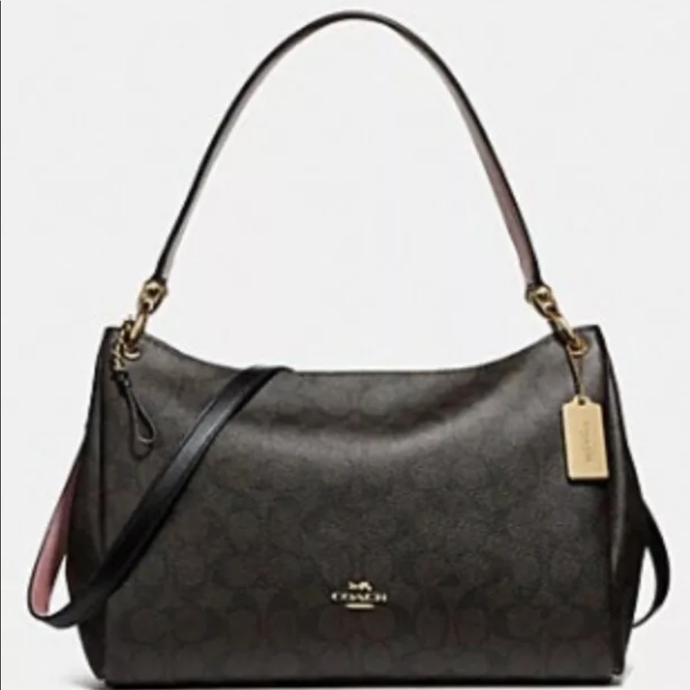 Coach Signature Shoulder Bag in Brown and Black
